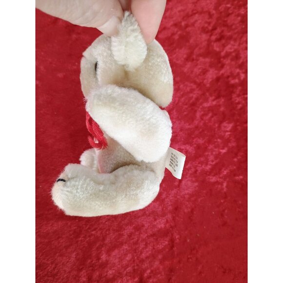 Vintage Plush Beige Teddy Bear With Red Ribbon 6" Soft Stuffed Animal Toy For Ki - Picture 4 of 8